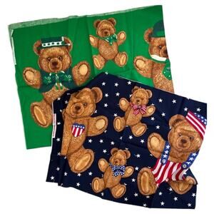 Wamsutta Fabric Panel Lot of 2 Cut & Sew Teddy Bear Appliqués USA St Patrick Day
